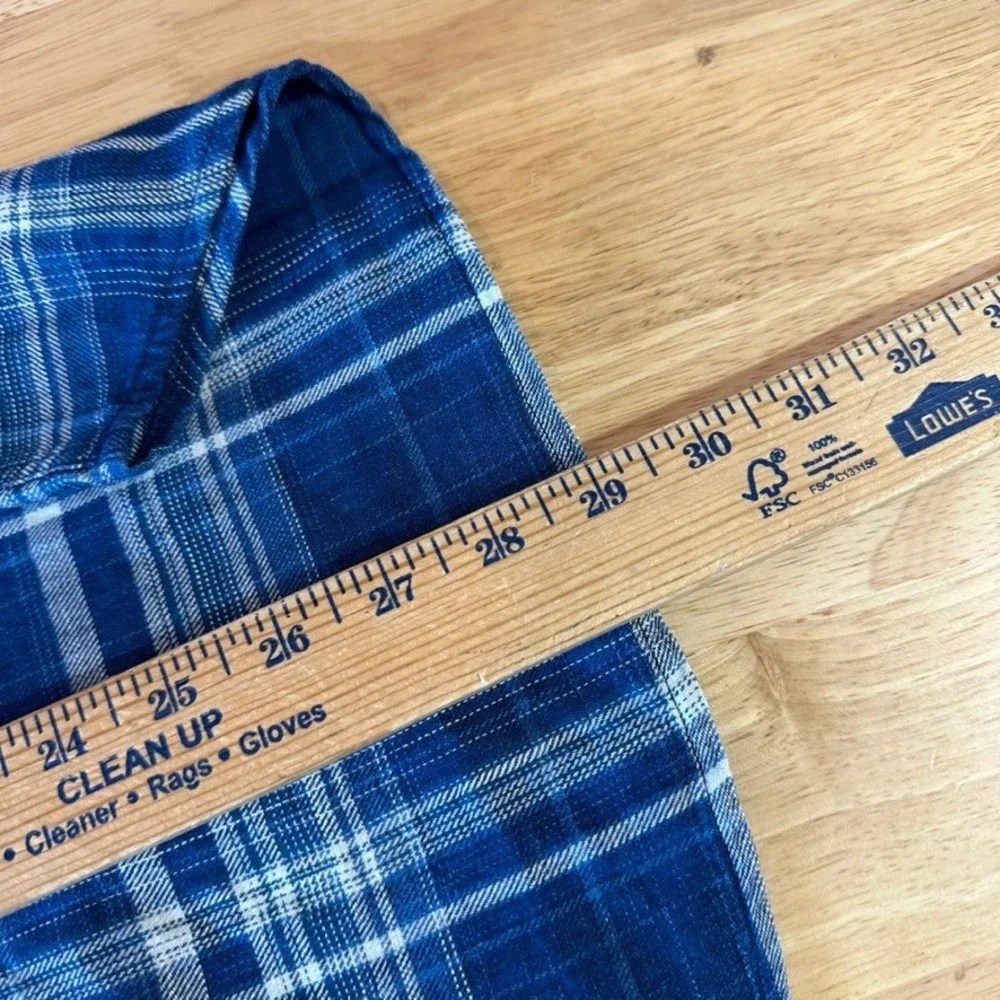 Levis Pearl Snap Shirt Long Sleeve Western Mens Medium Blue Plaid Levi's NEW